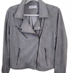 CBRAND Faux Suede Gray Women's Moto Jacket
